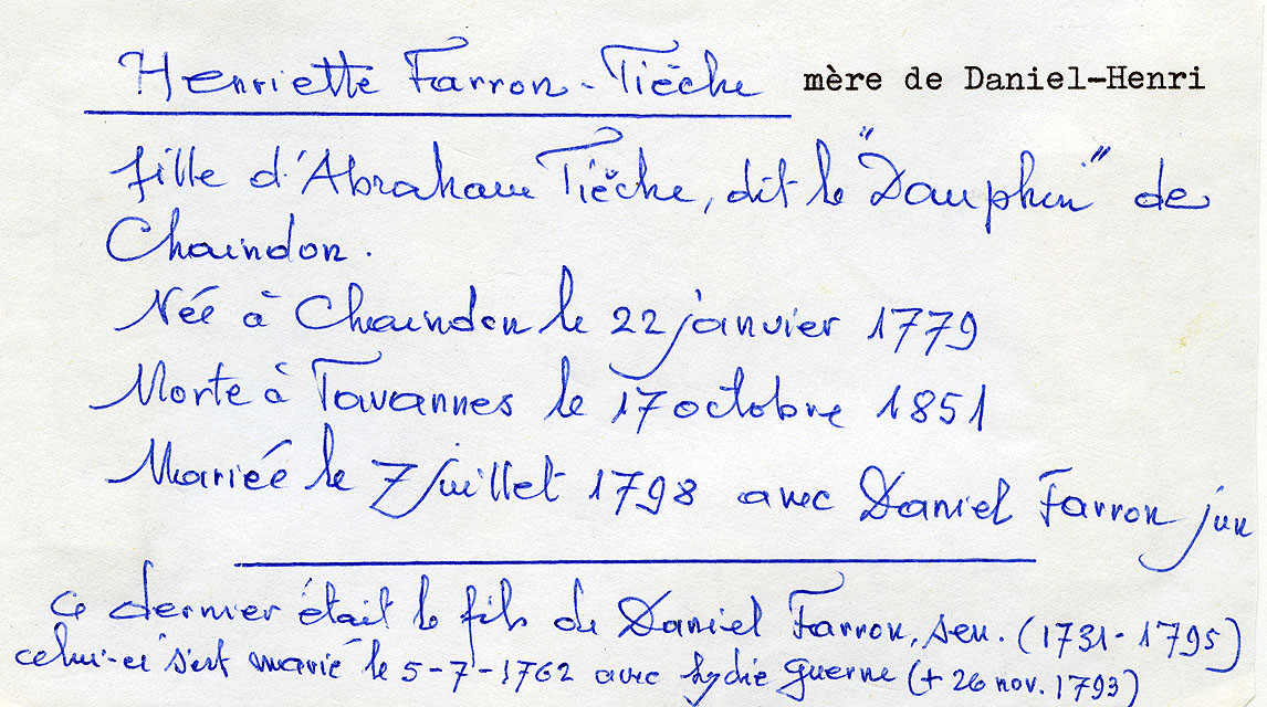 Henriette Farron-Tièche, mère de Daniel-Henri
