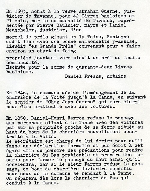 Explications concernant les métairies acquises en 1837 par Daniel-Henri Farron, dans la succession de son père