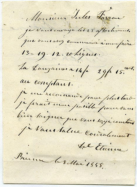 Note manuscrite : Monsieur Jules Farron [...]