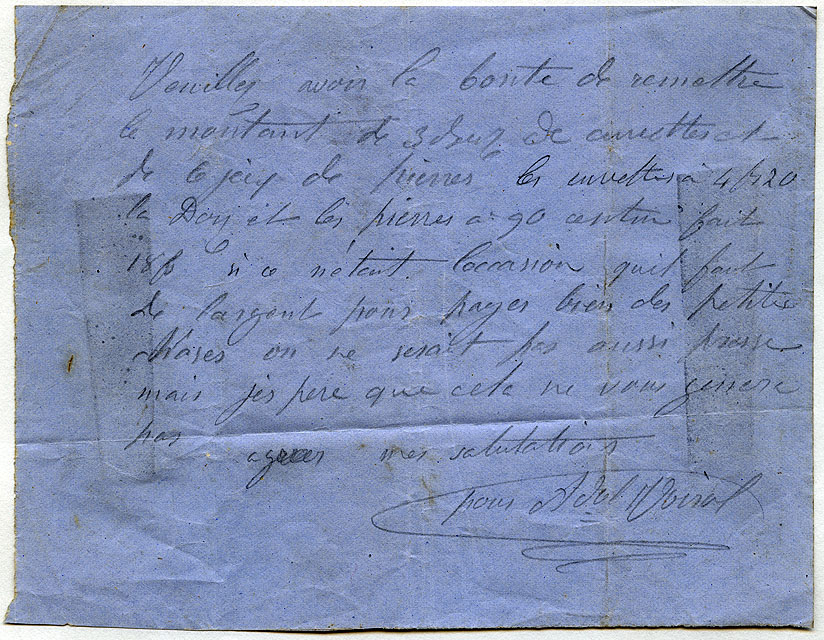 Note manuscrite : Veuillez avoir la bonté de remettre [...]