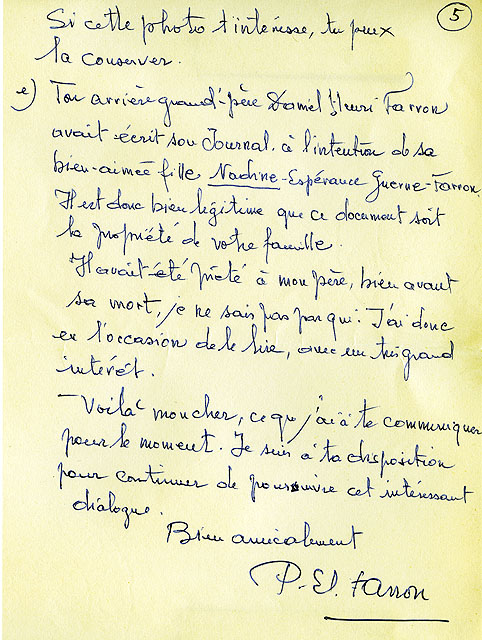 Lettre manuscrite datée du 1er septembre 1983 [Partie 5]